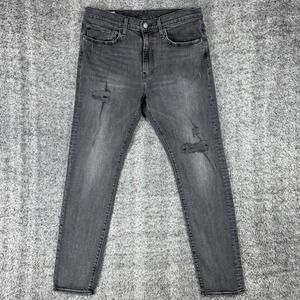Levis Premium 512 Slim Taper Men 34x32 Grey Distressed Ripped Jeans Cotton Blend